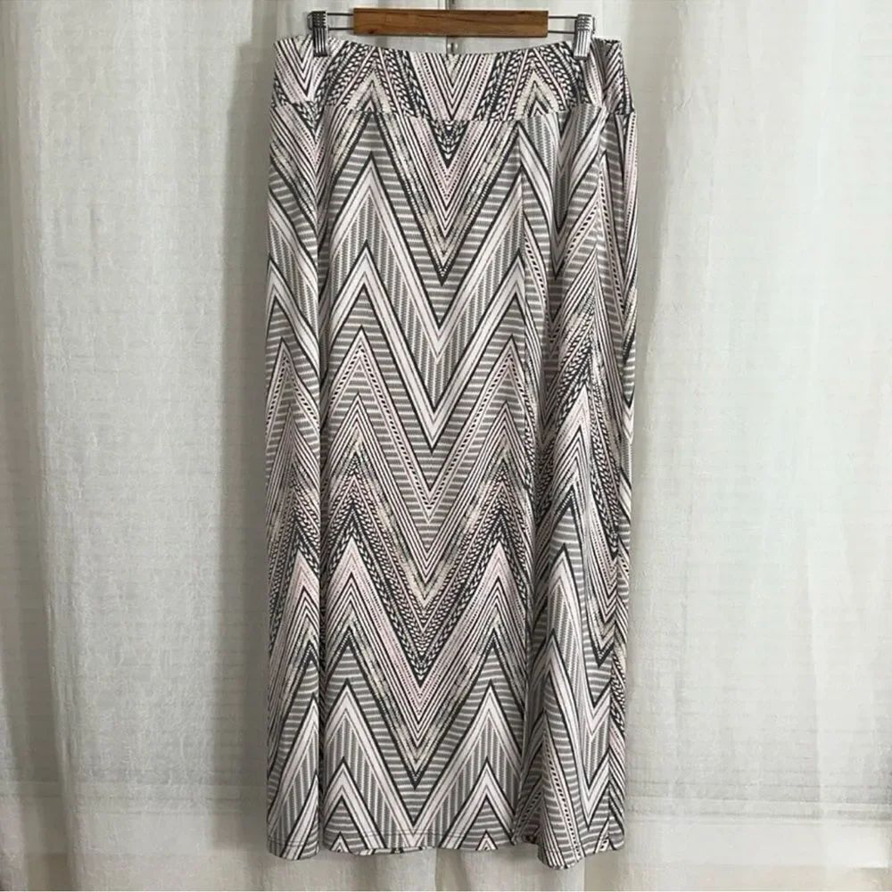 CATO 14/16W Blush Pink Ivory White Gray Bohemian Stretch Maxi Skirt